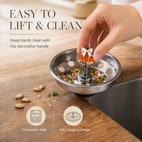 Stainless Steel Sink Strainer Stopper with Pumpkin Bowknot