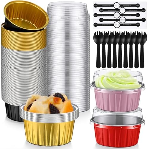 Vesici 100 Set 4.2 oz Mini Cake Pans with Lids & Spoons