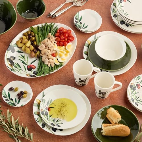 Olivia 128-Ounce Stoneware Large Serving Bowl - 13-Inch Mediterranean
