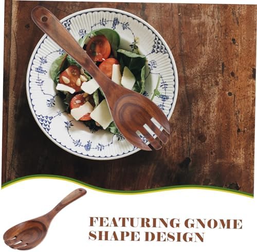 Acacia Wood Salad Servers Spork 10.4 Inch Wooden Serving Utensil for