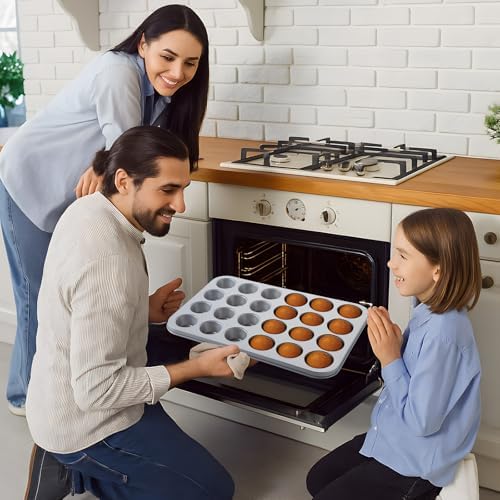 2 Set Mini Muffin Pans Carbon Steel Nonstick Bakeware for Oven Mini