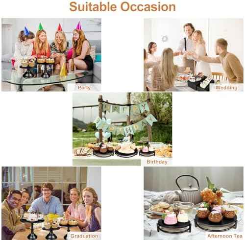 MACIFECI Cake Stand Set, Black Cake Stands For Dessert Table Including