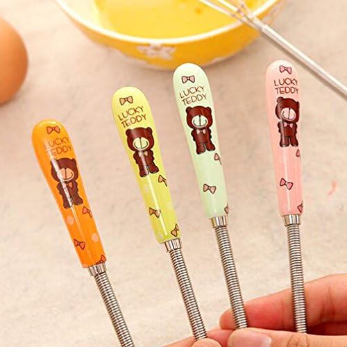 7-inch Small Stainless Steel Cartoon Bear Whisk Set of 4, Mini Whisks