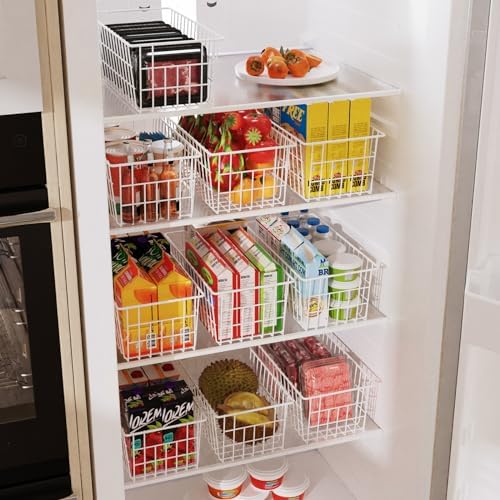Orgneas Upright Freezer Organizer Bins, Metal Wire Basket
