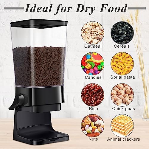 Hoolerry 3 Pack Cereal Dispenser Countertop 5500ml Large Cereal Containers Storage Dispenser Dry Food Dispenser Storage Rice Candy Dispenser Machine for Oatmeal Pet Food Home Office Pantry Bar (Black)