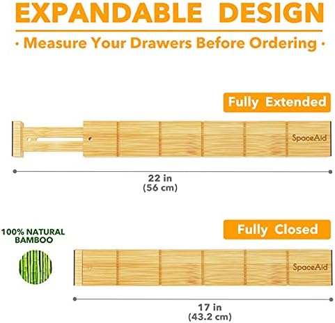 SpaceAid Bamboo Drawer Dividers with Inserts and Labels, Kitchen