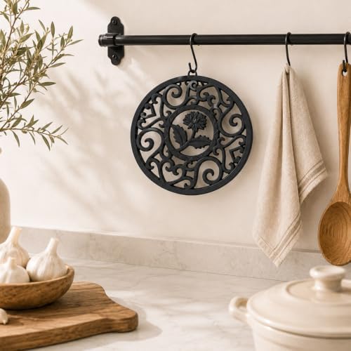 4 Pack Cast Iron Trivets for Hot Dishes 4.7 Inch Round Metal Trivet