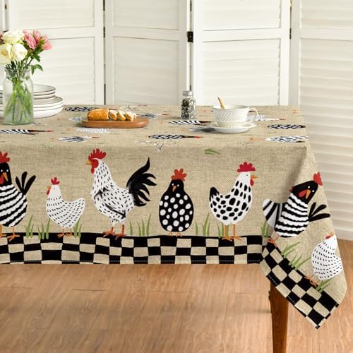 Horaldaily Rooster Rustic Country Tablecloth 60×84 Inch Rectangular