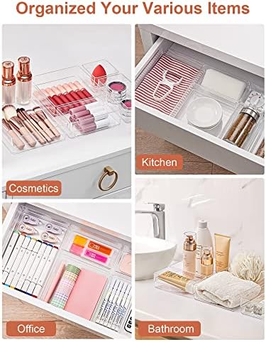 SMARTAKE 13 PCS Drawer Organizer 5-Size Desk Makeup Drawer Organizer