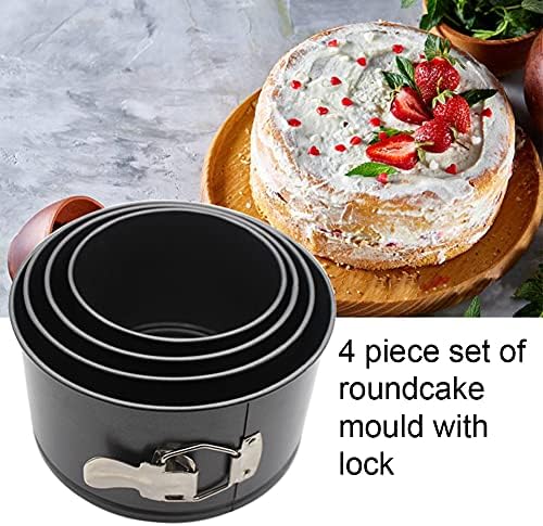 4 pcs Springform Pan Set, 4 5 6 7 inches Round Cake Tin with Removable
