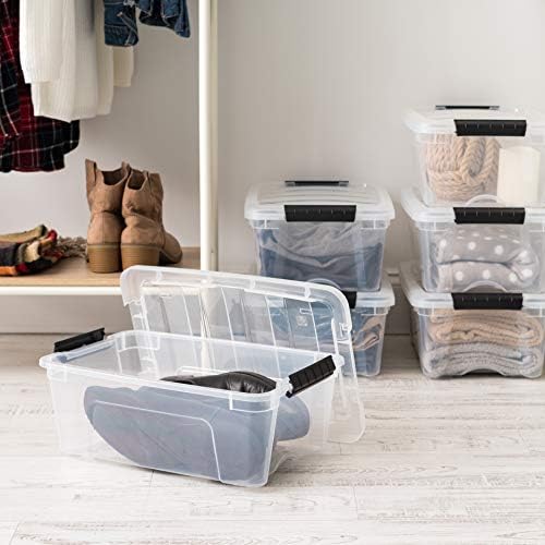 IRIS USA 4 Pack Clear Storage Bins with Lids, 13 Quart