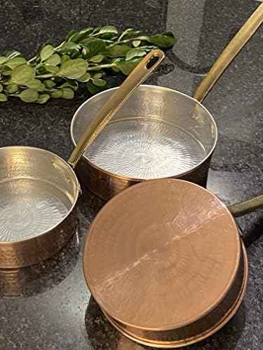 Handmade Hammered Pure 100 % Copper Frying Pan, Cooking Pan,set of