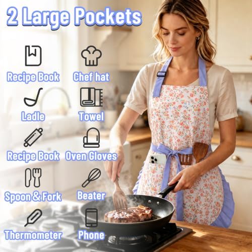 Cute Aprons for Women with Pockets for Cooking, Apron for Kitchen