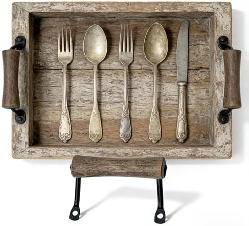 4 Pack Wood & Metal Rustic Serving Tray Handles, 3.78"×3.23"