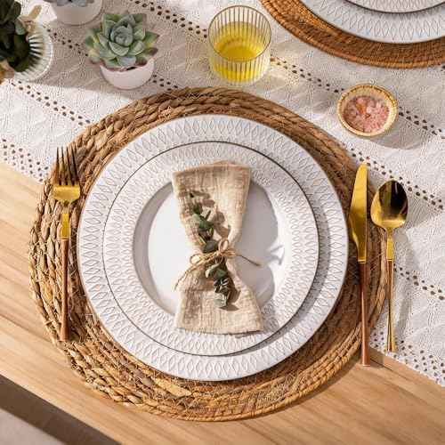 GBHOME Ceramic Dinnerware Sets of 8,24 pcs Plates and Bowls Sets Dishes