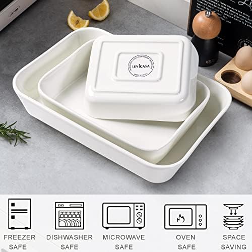 UNICASA Ceramic Baking Dishes, Lasagne Dishes Set of 3, Rectangular