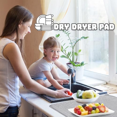 2Pcs XXL Dish Drying Mat,Absorbent Microfiber Dish Drainer