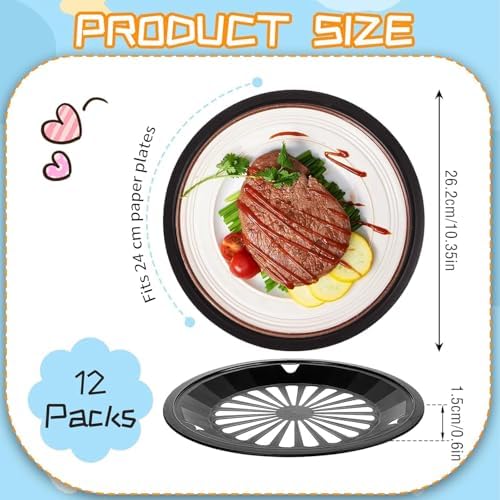 12 Packs Paper Plate Holders, Heavy Duty with Snap-in Grooves, 10 Inch