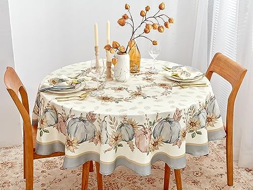 YiHomer Blue Pumpkin Bordered Thanksgiving Tabletop, Stonewashed Fall