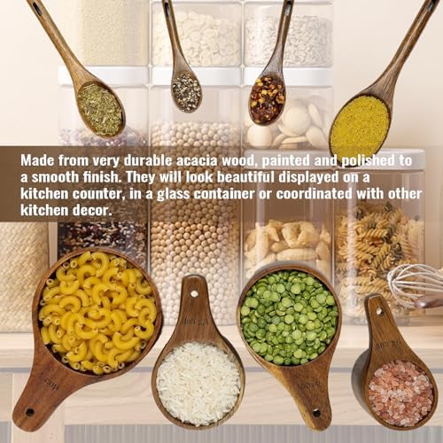 Wooden Measuring Cups and Spoons Set - Eco-Friendly Solid Acacia Wood