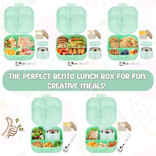 Lunch Box Kids, Girls Lunch Box 5 Compartment Bento Box for Kids with