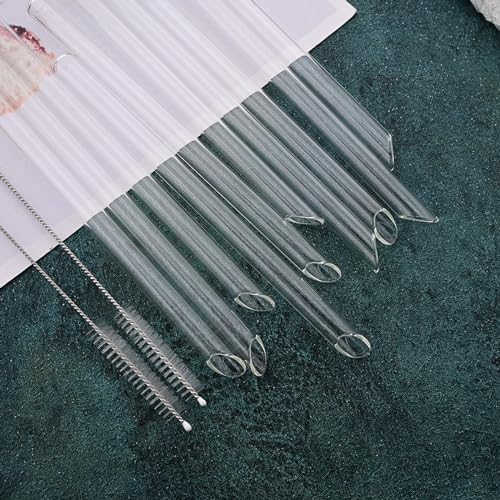 12 mm x 8 inch Reusable Glass Straws, Extra Wide Clear Smoothie Straws