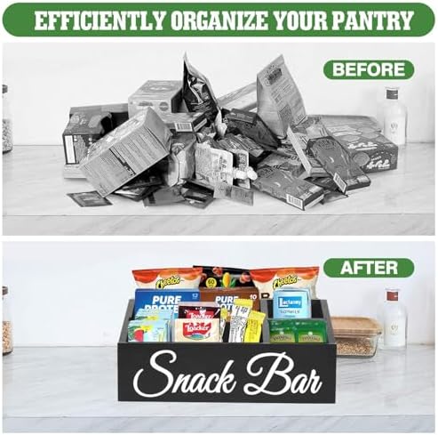 Snack Organizer for Countertop, Wooden Snack Tray and Food Storage