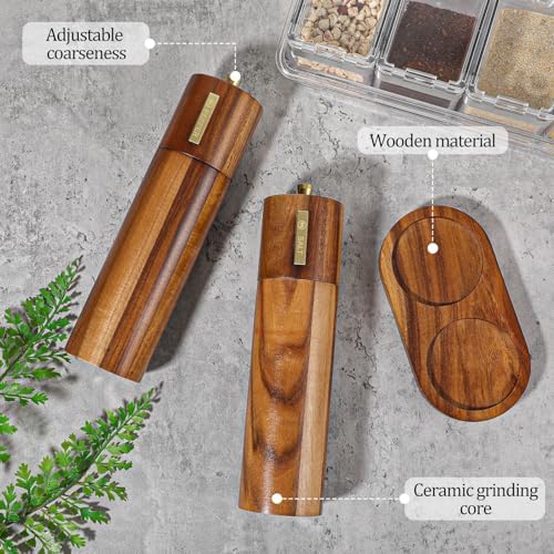2 Pack Wooden Salt and Pepper Grinder Set, 8.46 Inch
