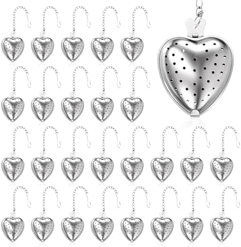 50 Pcs Tea Strainer Stainless Steel Ball Infuser Mesh Heart Shaped Tea