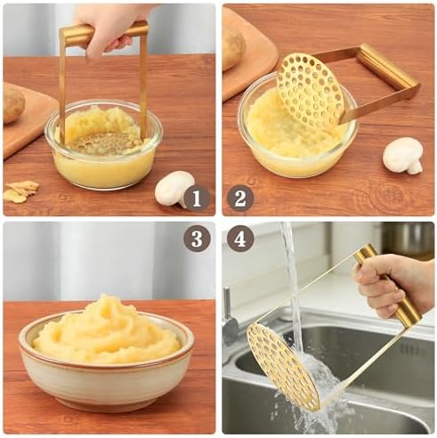 SmileCat Stainless Steel Potato Masher,Dishwasher Safe Food Masher for