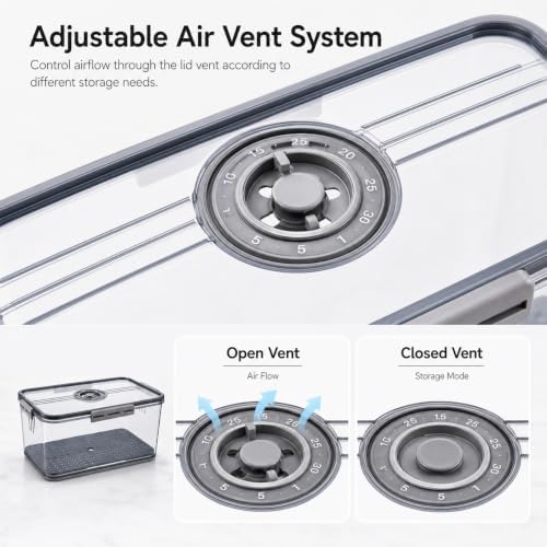 Fridge Storage Box with Drain Tray, Refrigerator Storage Container