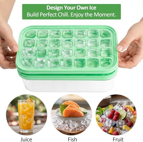 habgp Ice Cube Tray with Lid & Bin, Ice Cube Tray for Freezer with 56