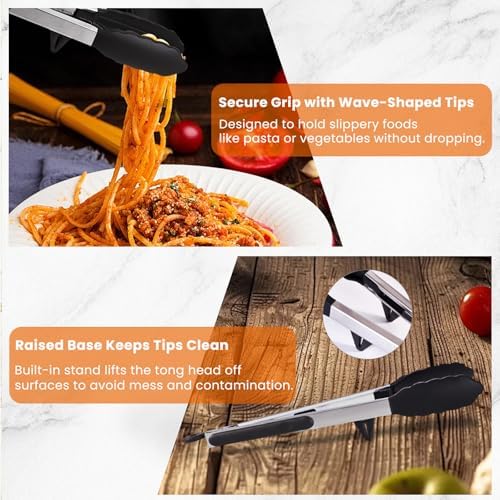 Kitchen Tongs Set, 9" and 12", 2 Pack