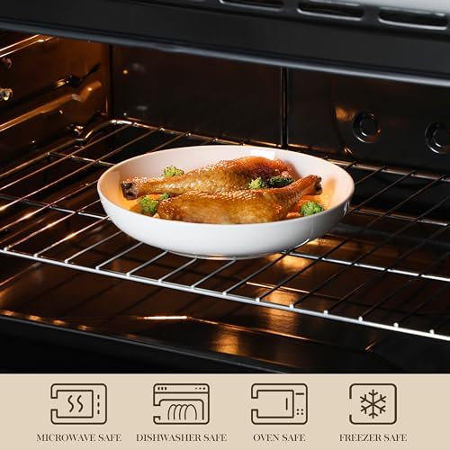 MALACASA 10" Large Pasta Bowls Set of 4, 56 OZ Wide and Shallow Salad