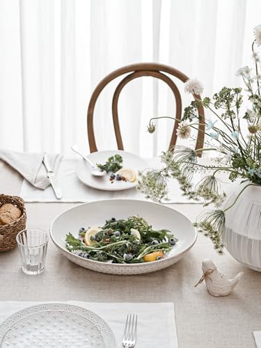 LE TAUCI Ceramic Serving Bowls Set of 2, Large Serving Dishes for Entertaining, 11.8 & 13.7 Inch Oval Serving platter, Salad Fruit Bowl, Pasta Bowls, Microwave & Dishwasher Safe - Arctic White