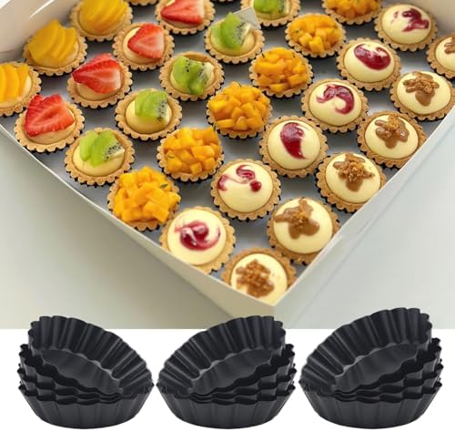 3 Inch Mini Quiche Pans 12 Pack, Round Egg Tart Molds with Removable