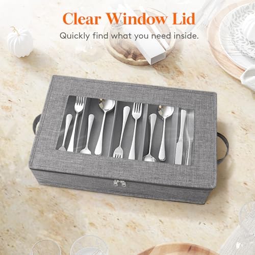 Lifewit Covered Silverware Storage Box with Zipper Lid