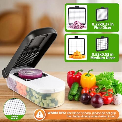 Vegetable Chopper with Container, 12-in-1, Black