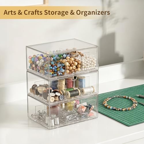 2 Pack Clear Tea Bag Organizer, Stackable Drawer Organizer with
