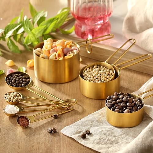Measuring Cups and Spoons Set, Kaloo 8PCS Stainless Steel Metal