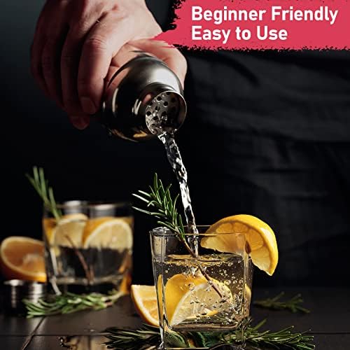 Cocktail Shaker 24oz Martini Drink Shaker with Built-In Strainer