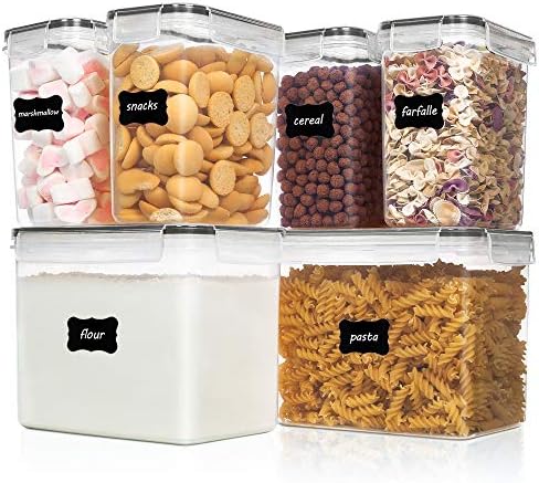 Vtopmart Airtight Food Storage Containers, 6 Pieces, Black