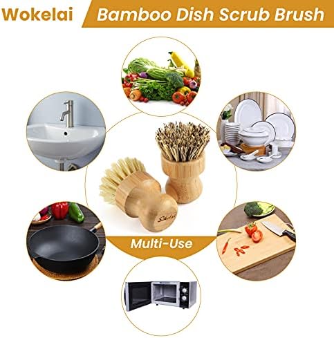 Bamboo Dish Scrub Brushes, Set of 2