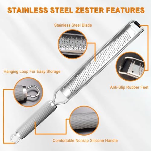 Stainless Steel Lemon Zester, Cheese & Vegetable Zester Grater With