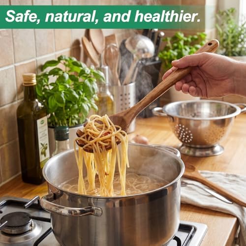 2-Piece Soup Ladle Pasta Spoon Set, Wooden Ladles for Cooking
