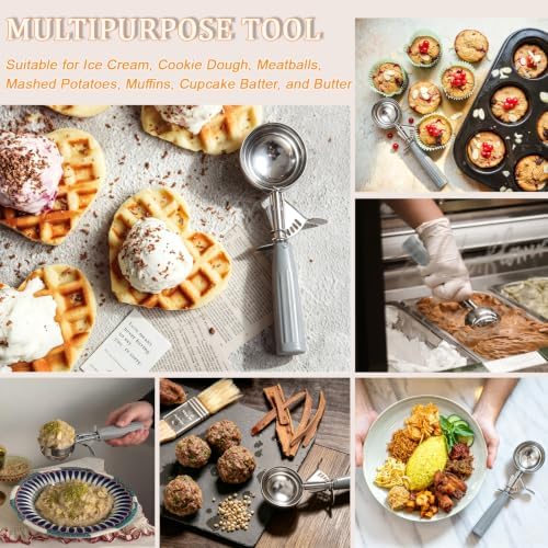 4 Pcs Ice Cream Scoop with Trigger 4 oz Stainless Steel Cookie Dough