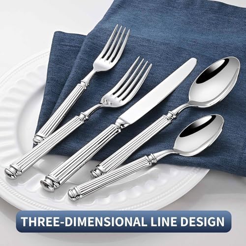 65 PCS 18/10 Flatware Set for 12, Heavy Silverware Set & Serving