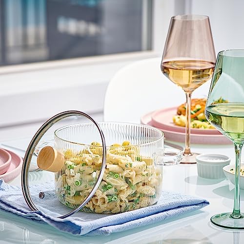 Le'raze Glass Cooking Pot with Lid - 1.6L (54oz) Heat Resistant
