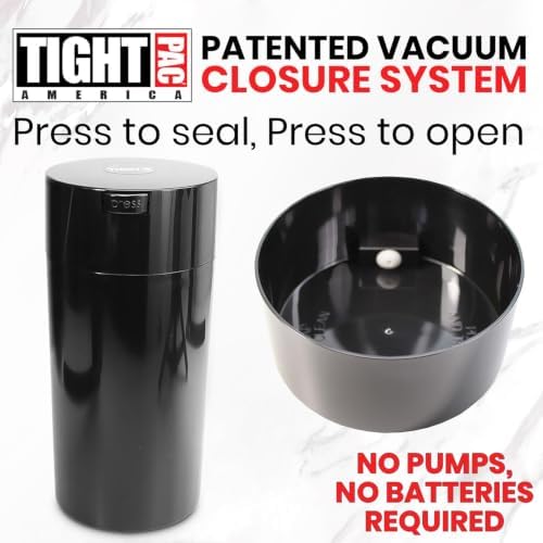 Tightvac 5 to 24 oz Patented Vacuum Sealed Airtight Container, Black