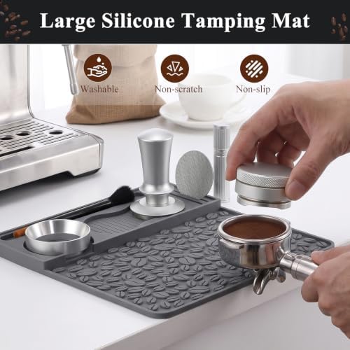 7PCS Espresso Accessories Kit with 54mm Espresso Tamper, Silver